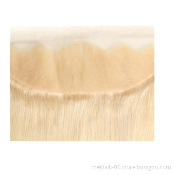 Hair European Wavy Natural Blonde 613 Soft Wholesale Cheap Silky Straight Style Wave 13*4  Hair Closure